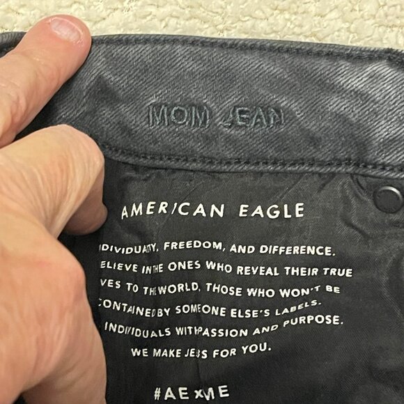 American Eagle Outfitters Womens Black Mom Jeans Size 6 Regular Cotton Blend Cas - Picture 3 of 16